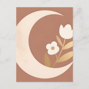 Carte Postale Tulipe Fleur de Lune Croissante Minimaliste