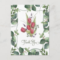 Tulipe rouge aquarelle peinte à la main Merci