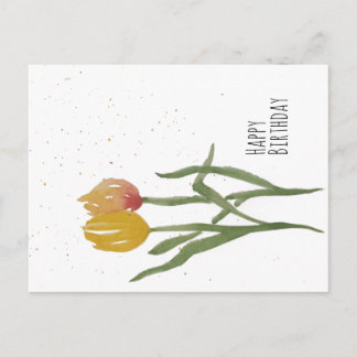 Carte Postale Tulipes Aquarelles - Joyeux Anniversaire