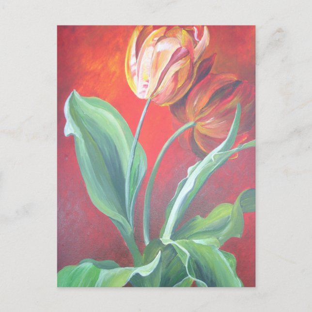 Carte Postale Tulipes artistiques rouges et jaunes (Devant)
