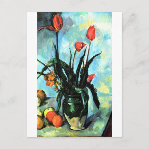 Carte Postale Tulipes dans un vase de Paul Cézanne, Art ancien