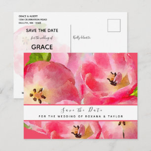 Carte Postale Tulipes d'aquarelle rose Enregistrer la date