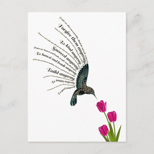 Carte Postale Tulipes de colibri de prière inspirante (Devant)
