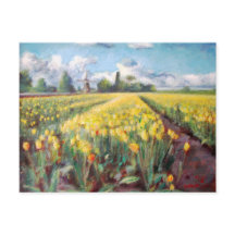 Tulipes de printemps jaune Champs de fleurs Peintu