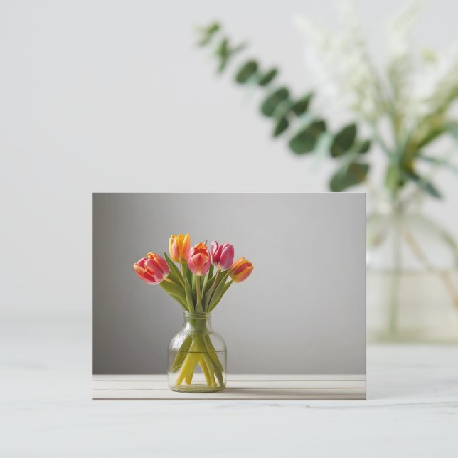 Carte Postale Tulipes de printemps pour la Saint Valentin (Debout devant)