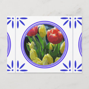 Carte Postale Tulipes hollandaises traditionnel Delft Carrelage 