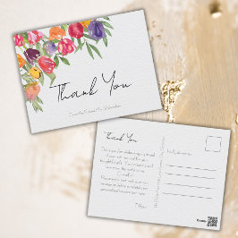 Carte Postale Tulipes lumineuses et Merci de Fête des mariées ve