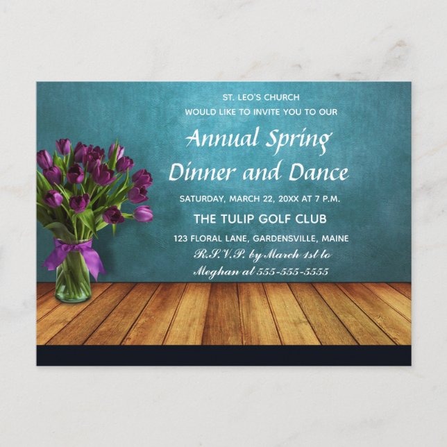 Carte Postale Tulipes modifiables dans un pot Invitation à un dî (Devant)