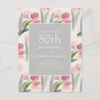 Tulipes roses blanches 80ème anniversaire femme