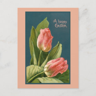 Carte Postale Tulipes Vintages élégantes et voeux de Pâques