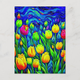 Carte Postale Tulips Van Gogh Style