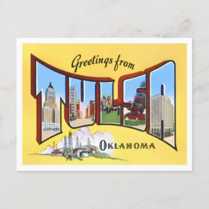 Carte postale Tulsa, Oklahoma Vintage Big Letters