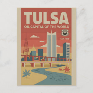 Carte Postale Tulsa Oklahoma vintage, Capitale mondiale du pétro
