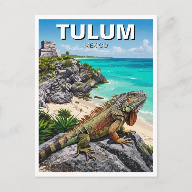 Carte Postale Tulum Mexique Voyage Iguana (Devant)