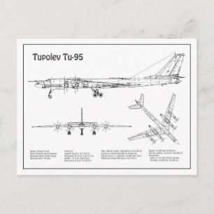 Carte Postale Tupolev Tu-95 - Plan de plan d'avion BD