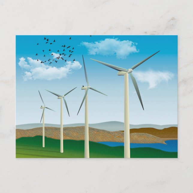Carte Postale Turbines éoliennes (Devant)