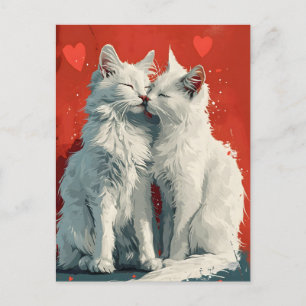Carte Postale Turc Angora Chats blancs Saint Valentin
