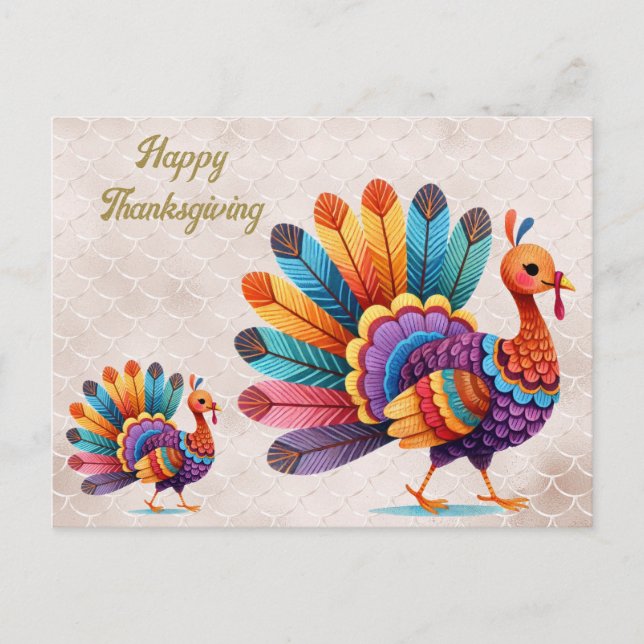 Carte postale Turquie Thanksgiving Bright Feathers (Devant)