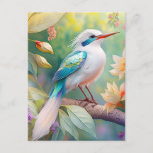 Turquoise aile crête blanche Imaginaire Oiseau