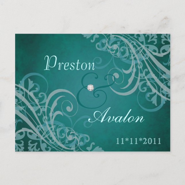 Carte postale turquoise baroque exquise pour annon (Devant)