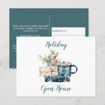 Turquoise Blue Christmas Holiday Open House
