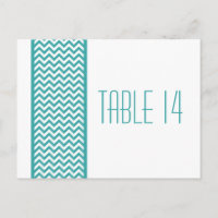 Carte postale turquoise Chevron Border Table Numér