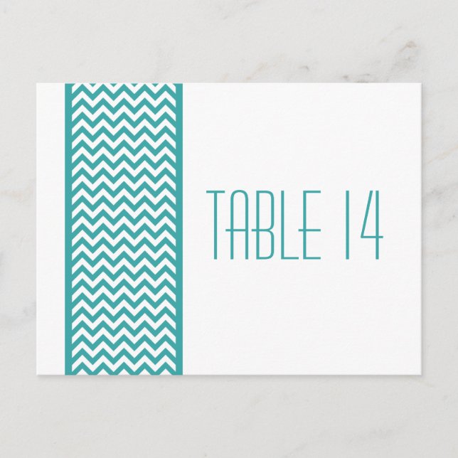 Carte postale turquoise Chevron Border Table Numér (Devant)