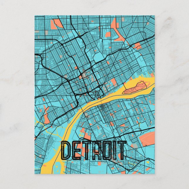 Carte postale Turquoise Detroit, Michigan États-Un (Devant)