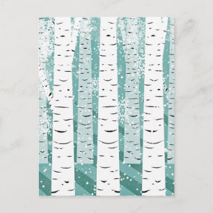 Carte Postale Turquoise et blanc Snowy Birch Tree hiver