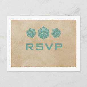 Carte postale turquoise Grunge D20 Dice Gamer RSVP