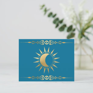 Carte Postale Turquoise lune de soleil Wicca