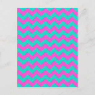 Carte Postale Turquoise Magenta Chevron