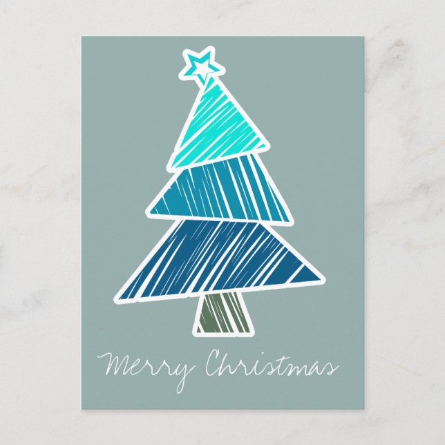 Carte postale Turquoise Sketchy Christmas Tree (Devant)