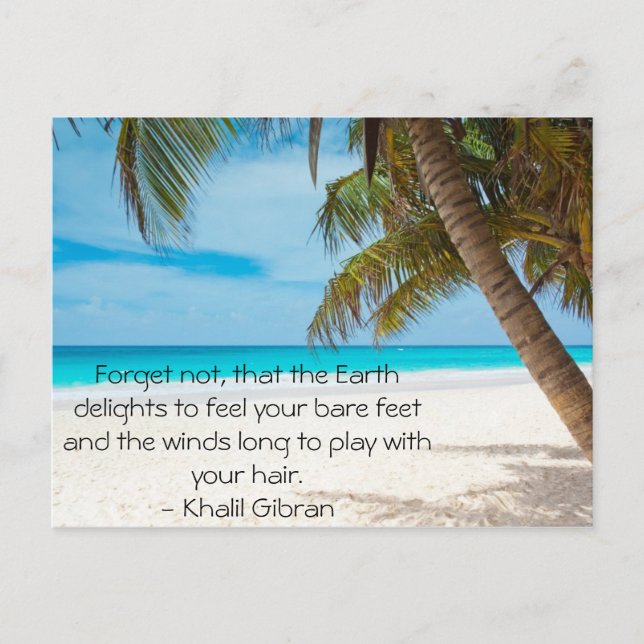 Carte Postale Turquoise Tropical Beach avec une citation inspira (Devant)
