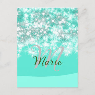 Carte Postale Turquoise turquoise agate aqua monogramme ajouter 