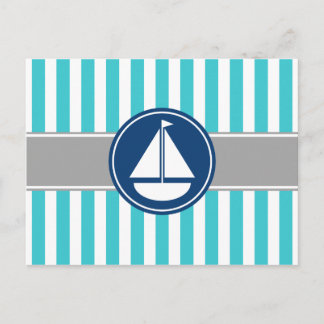 Carte Postale Turquoise Turquoise Nautique Stripes