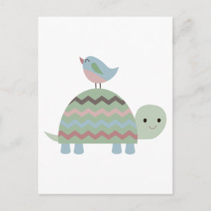 CARTE POSTALE TURTLE ET OISEAU