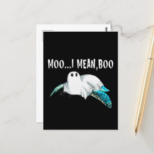 Carte Postale Turtle Moo Je Veux Dire Boo Drôle Femme Halloween