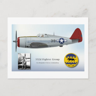 Carte Postale Tuskegee "Red Tail" P-47C Thunderbolt