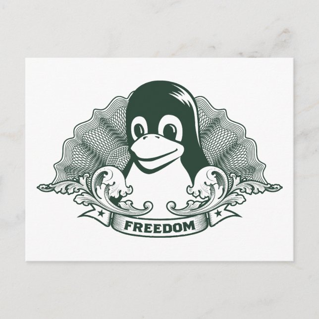 Carte Postale Tux Penguin - (Linux, Open Source, Copyleft, FSF) (Devant)