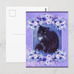 Carte Postale Tuxedo art de chat noir et blanc par Renee Lavoie