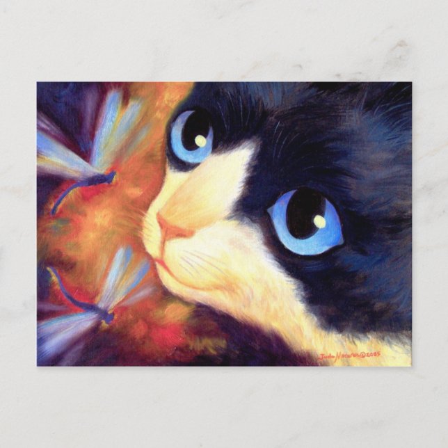 Carte Postale Tuxedo Cat Art - Multi (Devant)