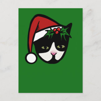 Carte Postale Tuxedo Cat Merry Christmas