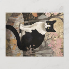 Carte Postale Tuxedo Chat dans le jardin