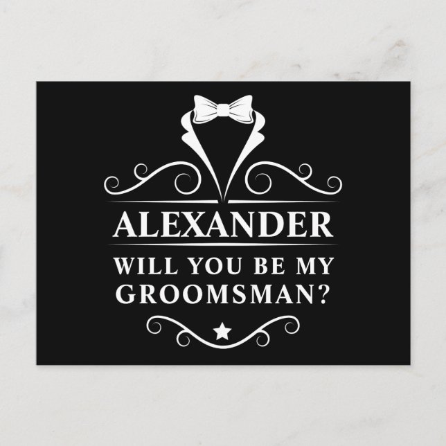 Carte Postale Tuxedo Cravate Serez-Vous Mon Groomsman Black (Devant)