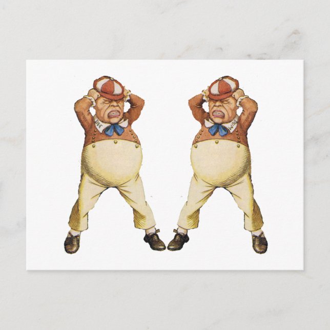 CARTE POSTALE TWEEDLEDEE & TWEEDLEDUM AU WONDERLAND (Devant)