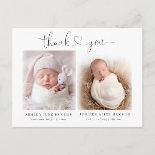 Carte Postale Twin baby photo annonces de naissance moderne