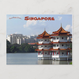 Carte Postale Twin Pagodas Chinese Garden Singapour