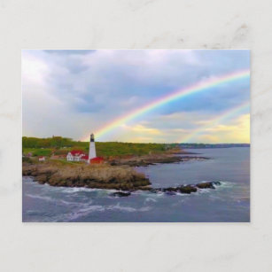 Carte Postale Twin Rainbows et Lighthouse