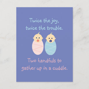 Carte Postale Twins = Deux fois le Joy Cute Poem